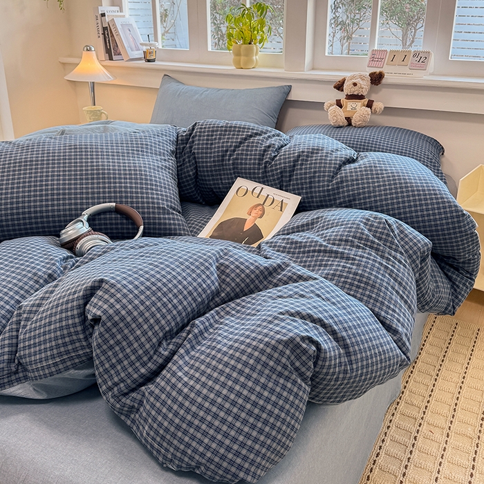 91家纺网 家纺一手货源 找家纺 （总）梦依依 2026新款全棉色织水洗棉拉链款单品被套