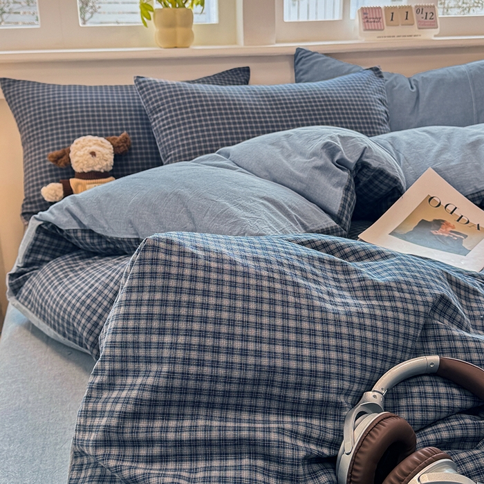 91家纺网 家纺一手货源 找家纺 （总）梦依依 2026新款全棉色织水洗棉拉链款单品被套