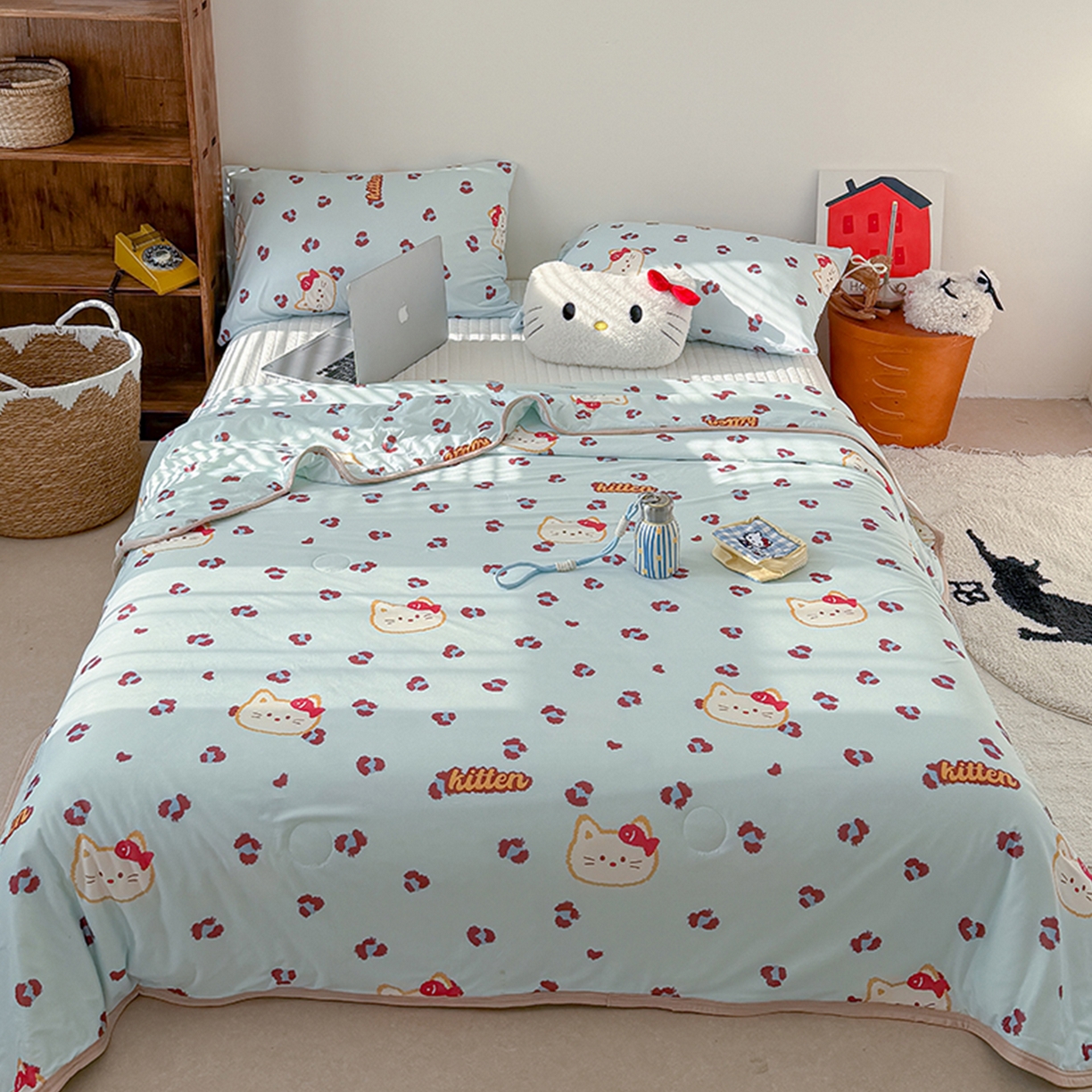 91家纺网 家纺一手货源 找家纺 （总）桃子家居 2026新款A类卡通小清新印花高品质牛奶丝软糯针织棉包边夏被系列