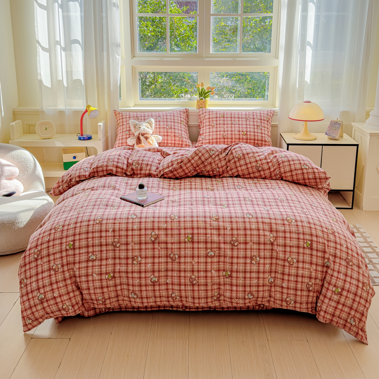 91家纺网 家纺一手货源 找家纺 感遇家纺 2026春夏新款双层纱全棉纯棉系列四件套-第一批 童梦木马