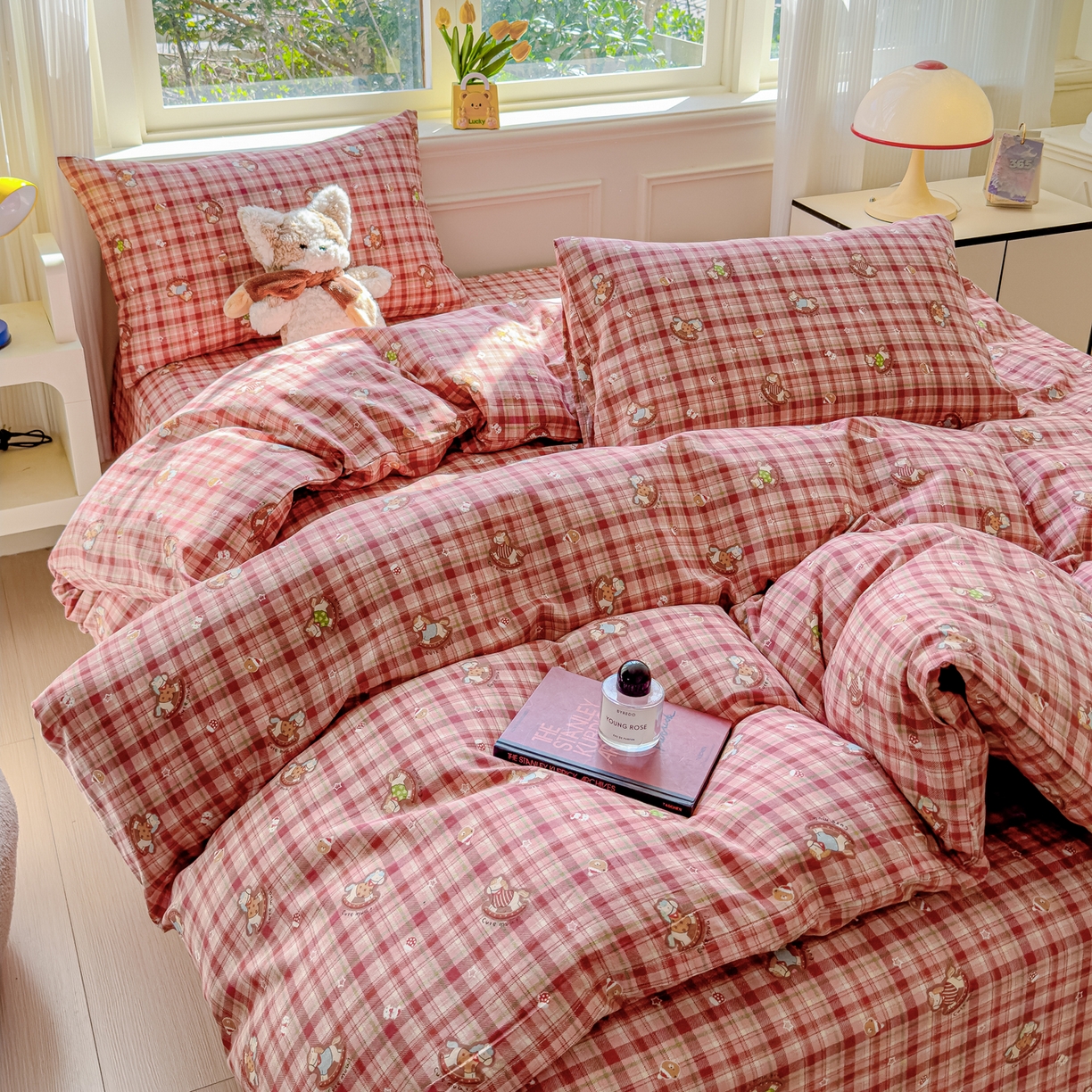 91家纺网 家纺一手货源 找家纺 感遇家纺 2026春夏新款双层纱全棉纯棉系列四件套-第一批 童梦木马