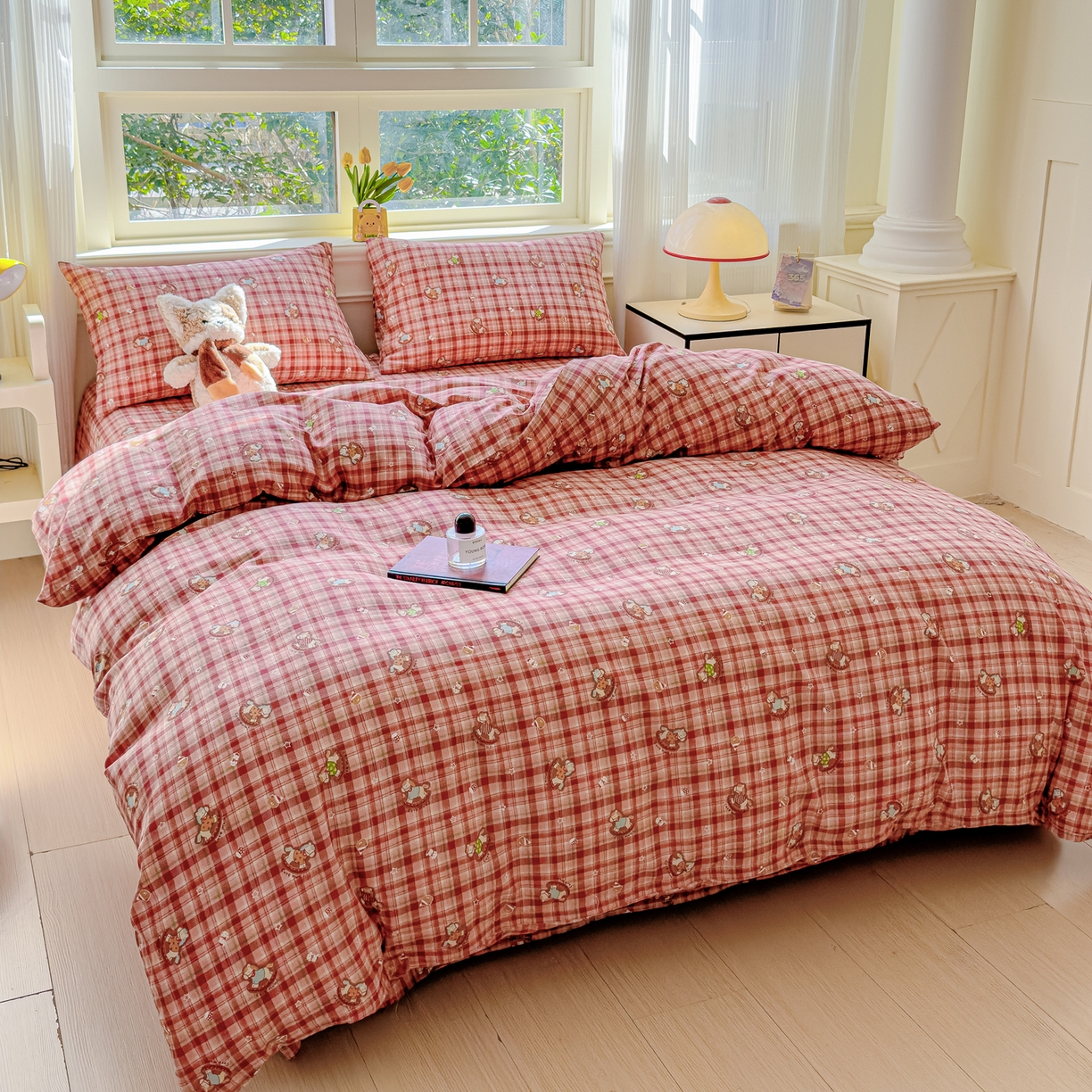 91家纺网 家纺一手货源 找家纺 感遇家纺 2026春夏新款双层纱全棉纯棉系列四件套-第一批 童梦木马