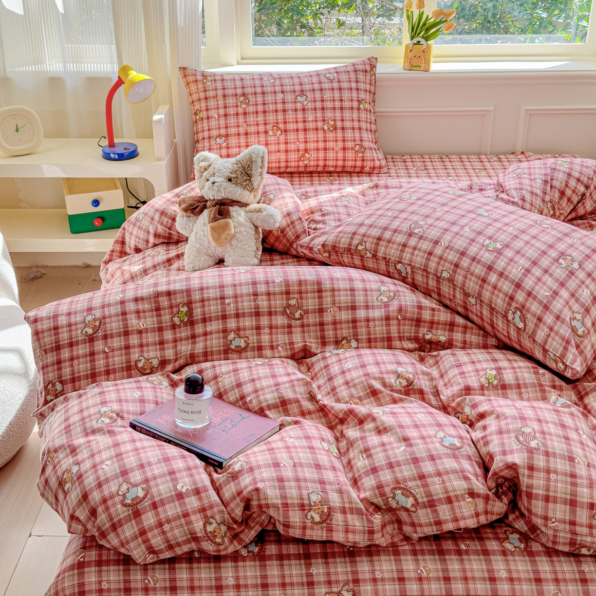 91家纺网 家纺一手货源 找家纺 感遇家纺 2026春夏新款双层纱全棉纯棉系列四件套-第一批 童梦木马