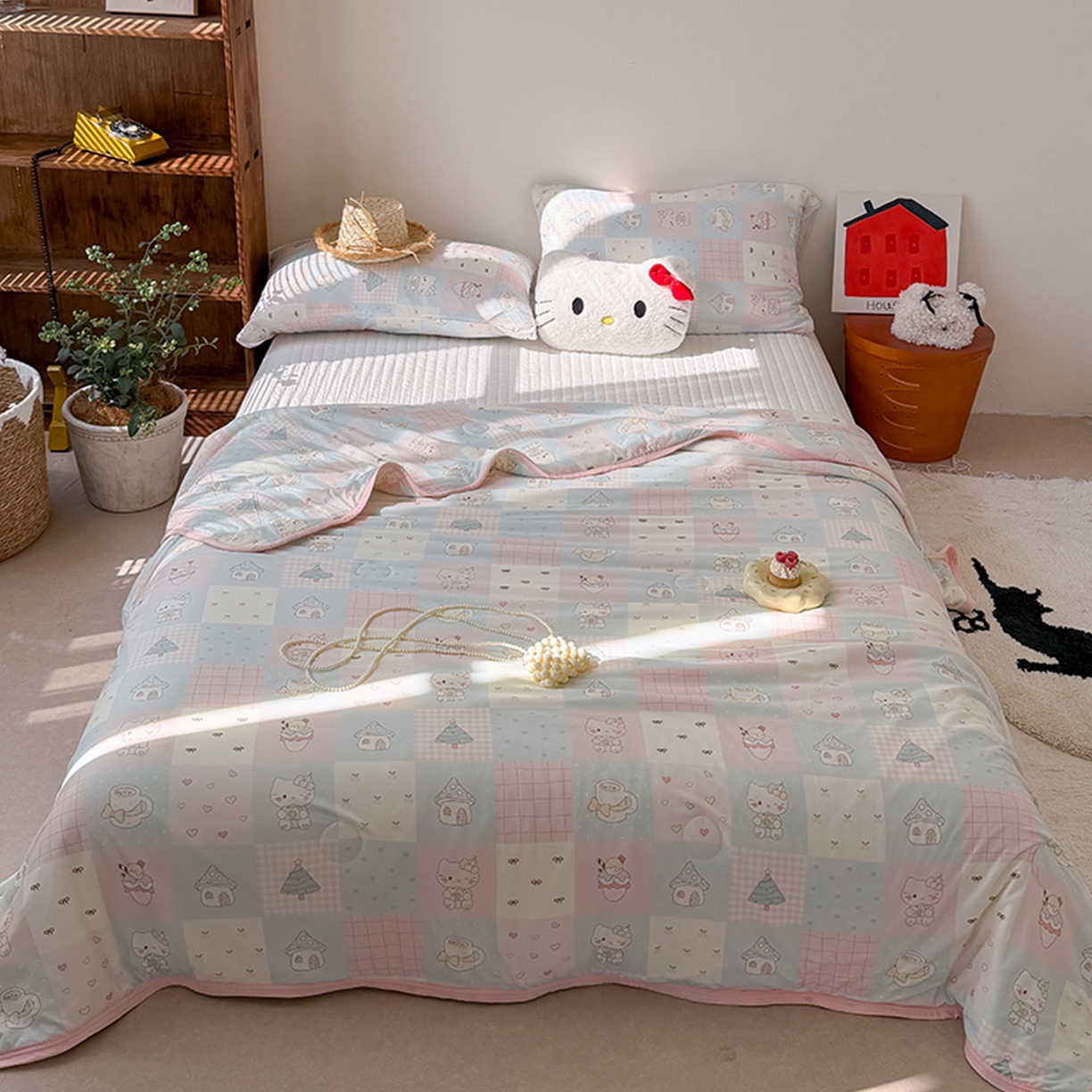 91家纺网 家纺一手货源 找家纺 （总）桃子家居 2026新款A类卡通小清新印花高品质牛奶丝软糯针织棉包边夏被系列