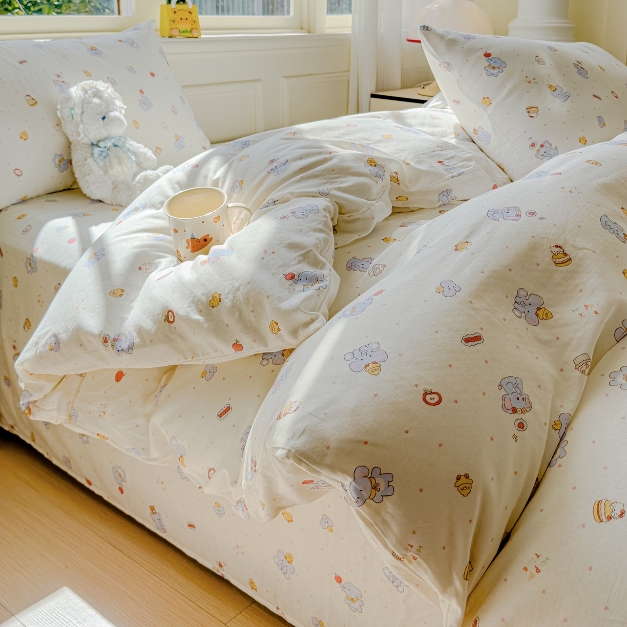 感遇家纺 2026春夏新款双层纱全棉纯棉系列四件套-第一批 小鸭象