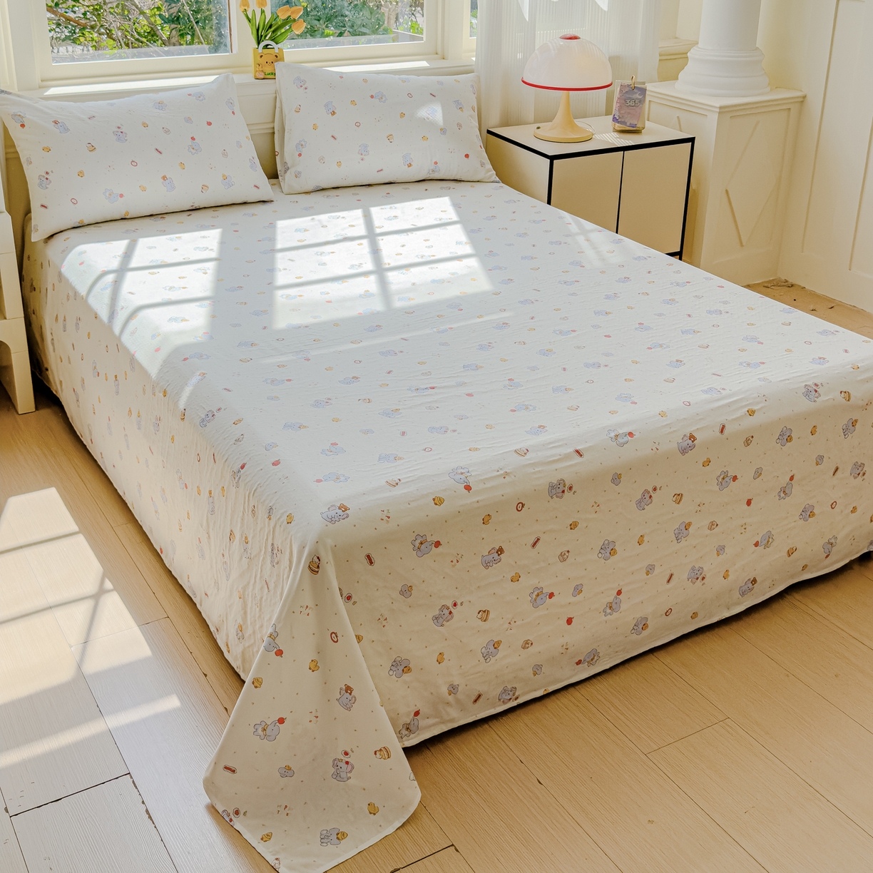 91家纺网 家纺一手货源 找家纺 感遇家纺 2026春夏新款双层纱全棉纯棉系列四件套-第一批 小鸭象