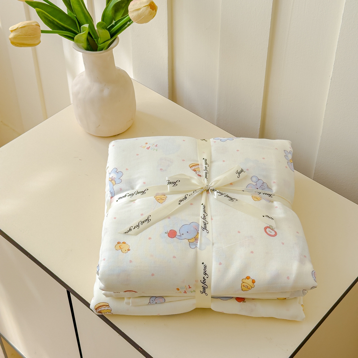 91家纺网 家纺一手货源 找家纺 感遇家纺 2026春夏新款双层纱全棉纯棉系列四件套-第一批 小鸭象