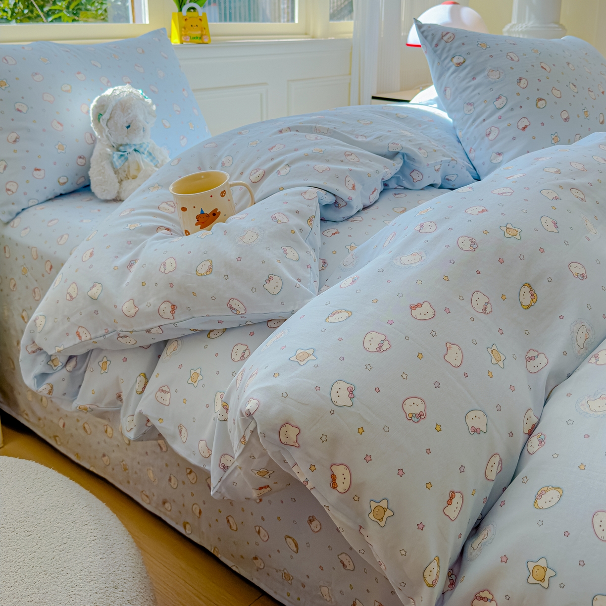 感遇家纺 2026春夏新款双层纱全棉纯棉系列四件套-第一批 星星猫