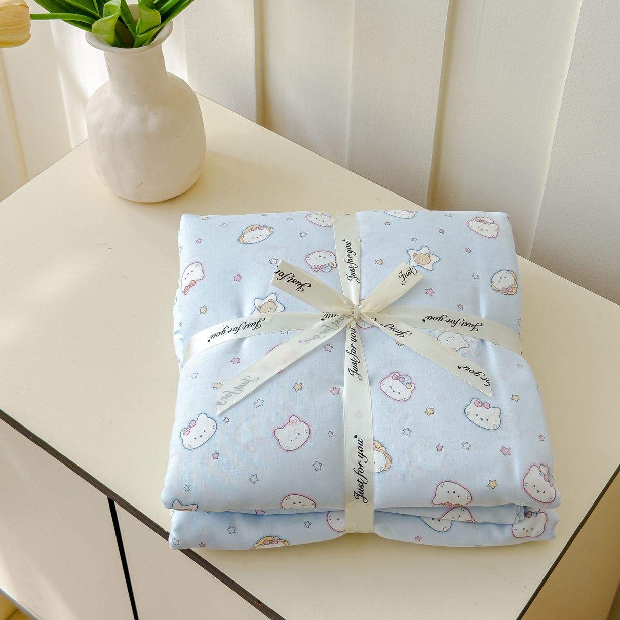 91家纺网 家纺一手货源 找家纺 感遇家纺 2026春夏新款双层纱全棉纯棉系列四件套-第一批 星星猫