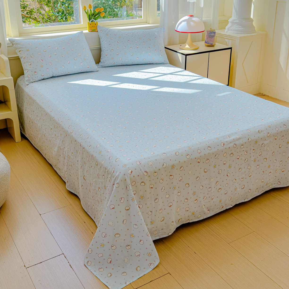 91家纺网 家纺一手货源 找家纺 感遇家纺 2026春夏新款双层纱全棉纯棉系列四件套-第一批 星星猫