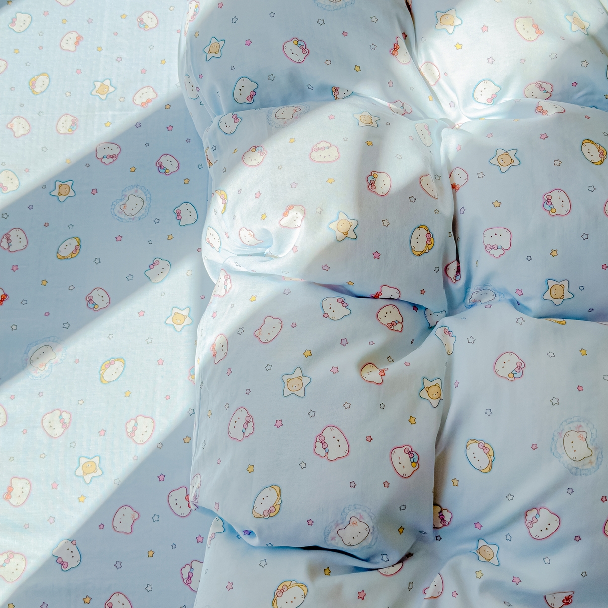 91家纺网 家纺一手货源 找家纺 感遇家纺 2026春夏新款双层纱全棉纯棉系列四件套-第一批 星星猫