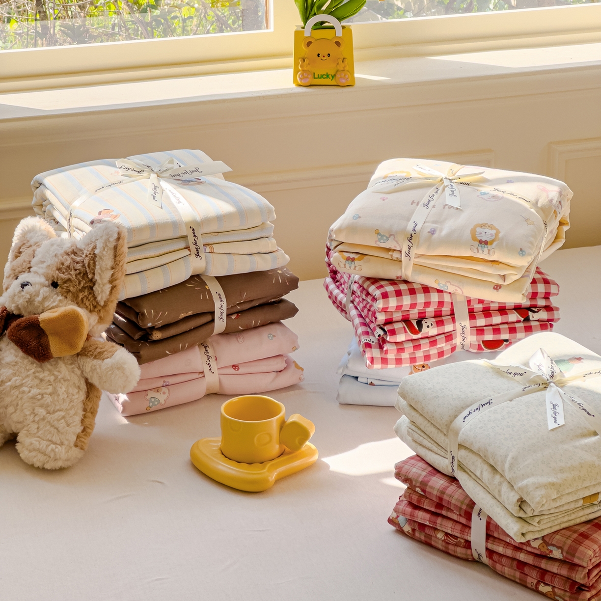 感遇家纺 2026春夏新款双层纱全棉纯棉系列四件套-第一批 组合图仅供展示不可下单