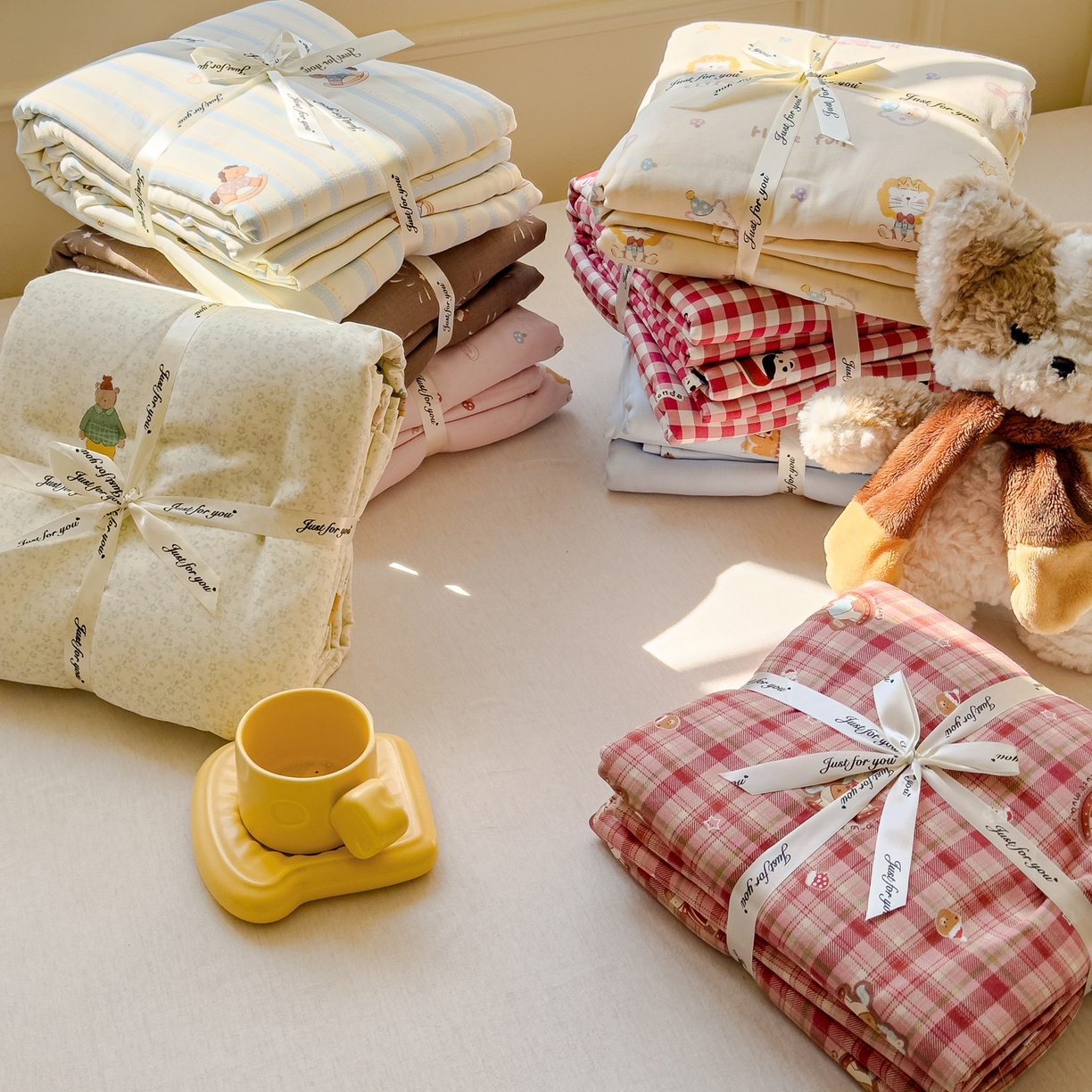 91家纺网 家纺一手货源 找家纺 感遇家纺 2026春夏新款双层纱全棉纯棉系列四件套-第一批 组合图仅供展示不可下单