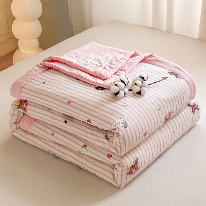 91家纺网 家纺一手货源 找家纺 爱屋及屋 2026新款水洗棉印花夏被夏凉被被子被芯 快乐小马