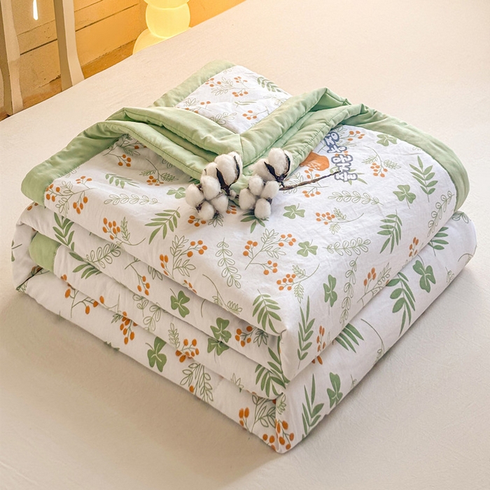 91家纺网 家纺一手货源 找家纺 爱屋及屋 2026新款水洗棉印花夏被夏凉被被子被芯 清新绿意