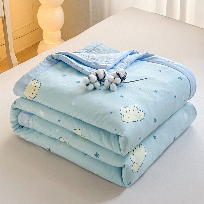 91家纺网 家纺一手货源 找家纺 爱屋及屋 2026新款水洗棉印花夏被夏凉被被子被芯 星月小狗