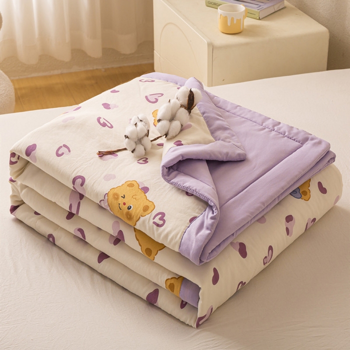 91家纺网 家纺一手货源 找家纺 爱屋及屋 2026新款水洗棉印花夏被夏凉被被子被芯 豹纹小熊