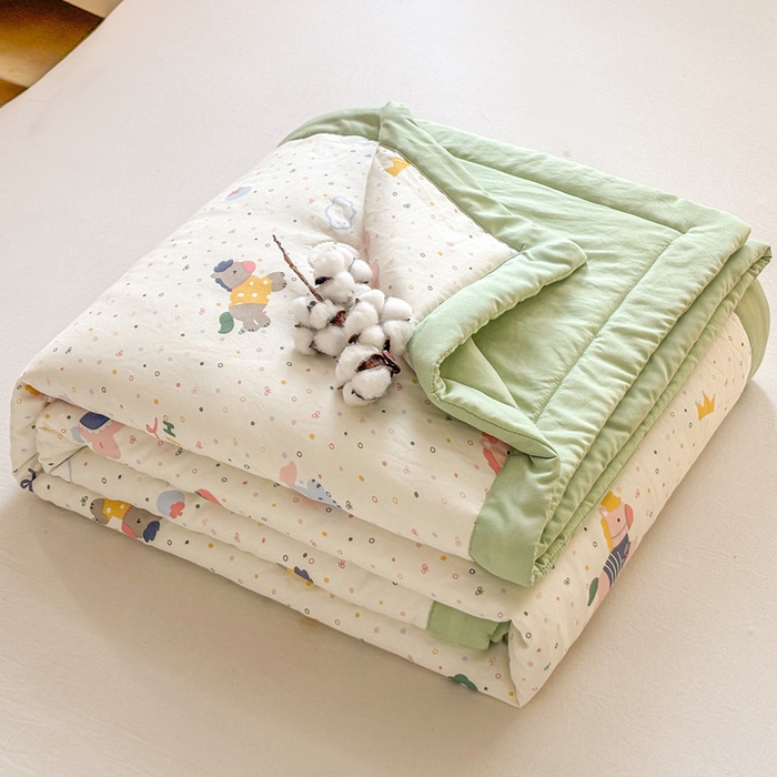 91家纺网 家纺一手货源 找家纺 爱屋及屋 2026新款水洗棉印花夏被夏凉被被子被芯 点点木马