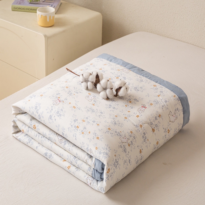 91家纺网 家纺一手货源 找家纺 爱屋及屋 2026新款水洗棉印花夏被夏凉被被子被芯 萌兔花园