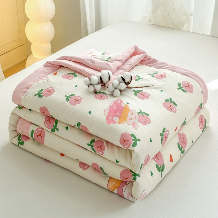 91家纺网 家纺一手货源 找家纺 爱屋及屋 2026新款水洗棉印花夏被夏凉被被子被芯 曼塔玫瑰