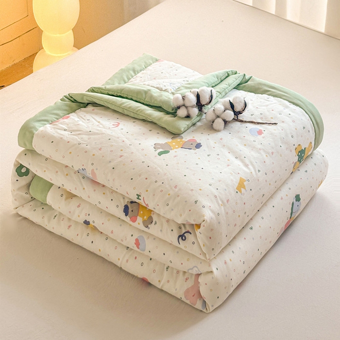 91家纺网 家纺一手货源 找家纺 爱屋及屋 2026新款水洗棉印花夏被夏凉被被子被芯 点点木马