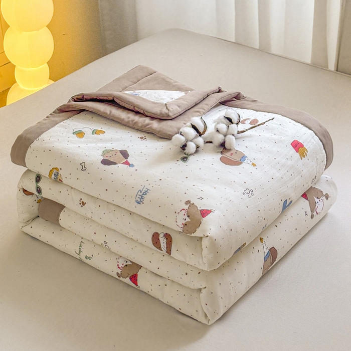 91家纺网 家纺一手货源 找家纺 爱屋及屋 2026新款水洗棉印花夏被夏凉被被子被芯 假日小狗