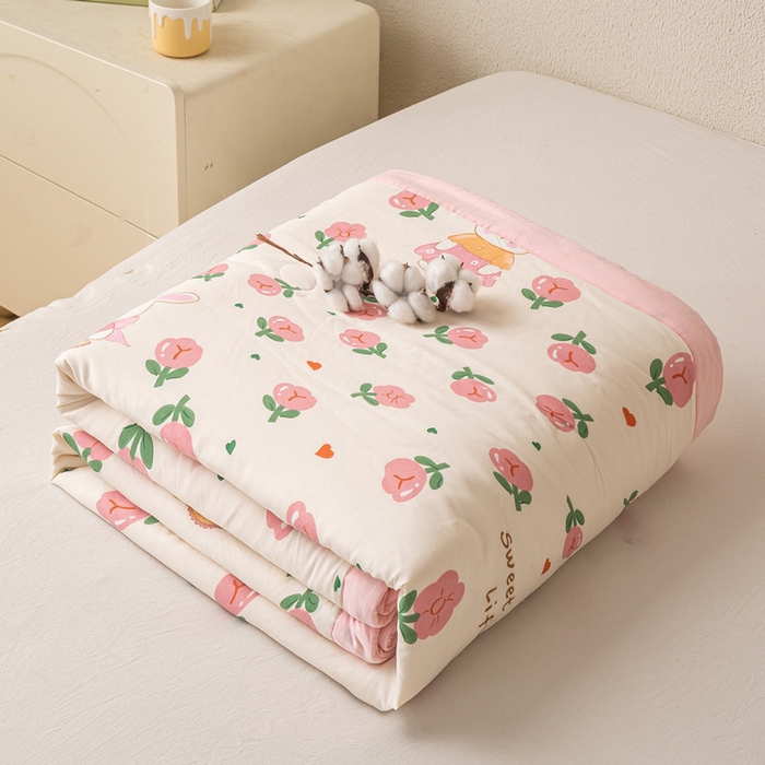 91家纺网 家纺一手货源 找家纺 爱屋及屋 2026新款水洗棉印花夏被夏凉被被子被芯 曼塔玫瑰