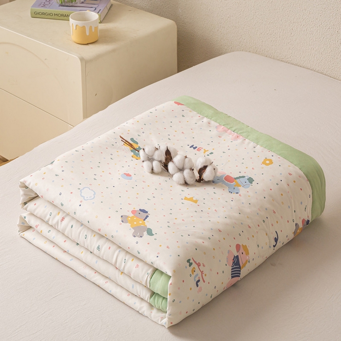 91家纺网 家纺一手货源 找家纺 爱屋及屋 2026新款水洗棉印花夏被夏凉被被子被芯 点点木马