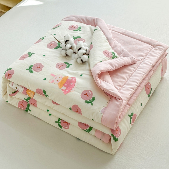 91家纺网 家纺一手货源 找家纺 爱屋及屋 2026新款水洗棉印花夏被夏凉被被子被芯 曼塔玫瑰