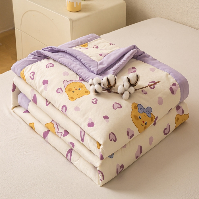 91家纺网 家纺一手货源 找家纺 爱屋及屋 2026新款水洗棉印花夏被夏凉被被子被芯 豹纹小熊