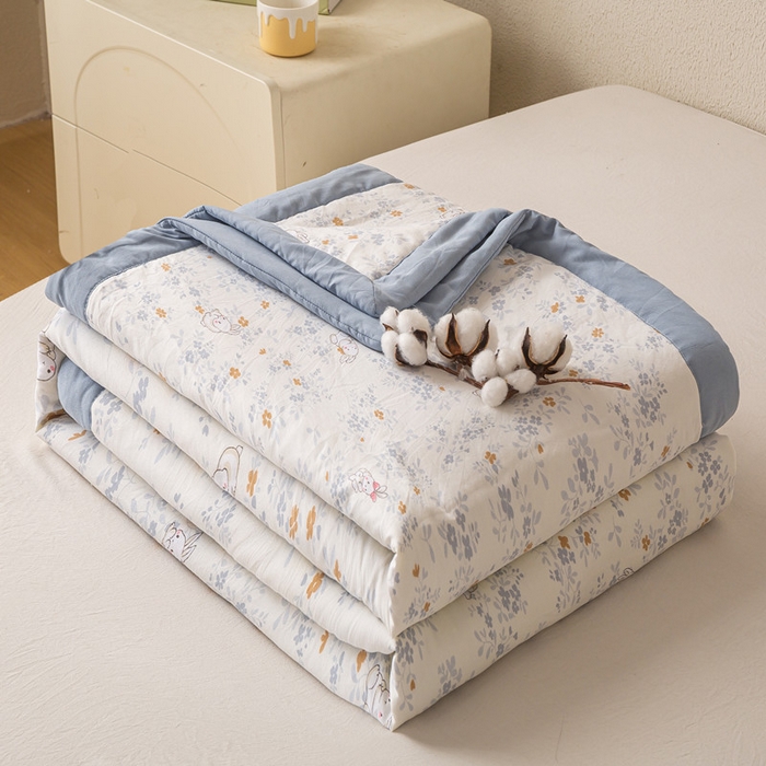 91家纺网 家纺一手货源 找家纺 爱屋及屋 2026新款水洗棉印花夏被夏凉被被子被芯 萌兔花园