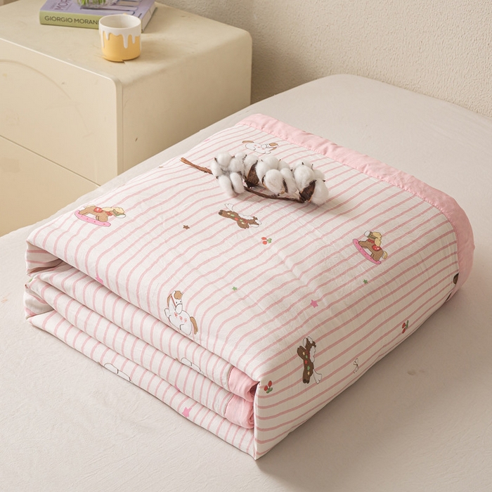 91家纺网 家纺一手货源 找家纺 爱屋及屋 2026新款水洗棉印花夏被夏凉被被子被芯 快乐小马