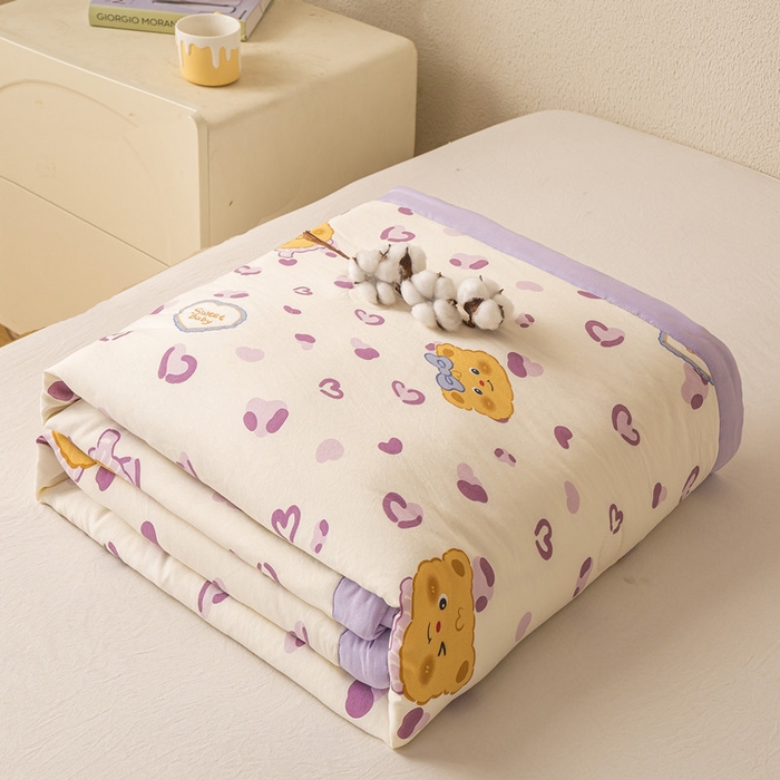 91家纺网 家纺一手货源 找家纺 爱屋及屋 2026新款水洗棉印花夏被夏凉被被子被芯 豹纹小熊