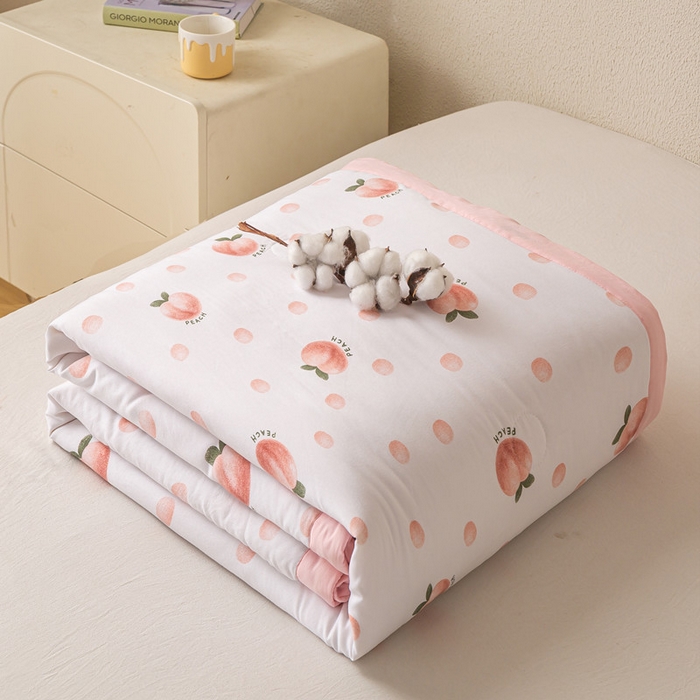 91家纺网 家纺一手货源 找家纺 爱屋及屋 2026新款水洗棉印花夏被夏凉被被子被芯 元气桃桃