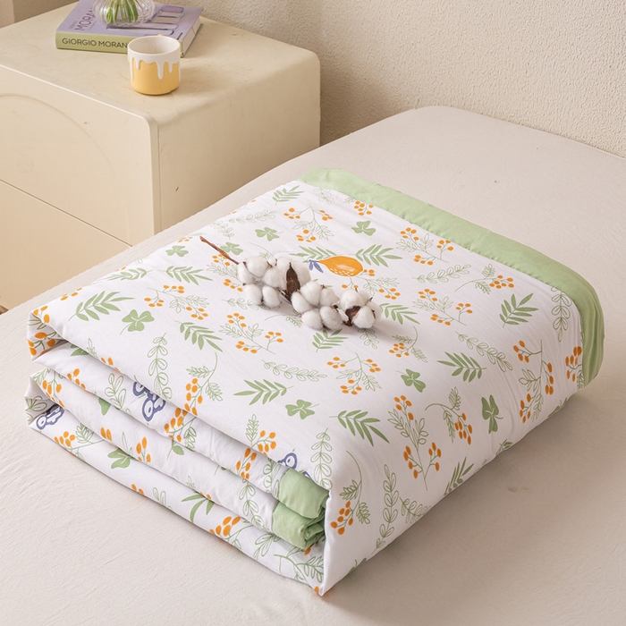 91家纺网 家纺一手货源 找家纺 爱屋及屋 2026新款水洗棉印花夏被夏凉被被子被芯 清新绿意