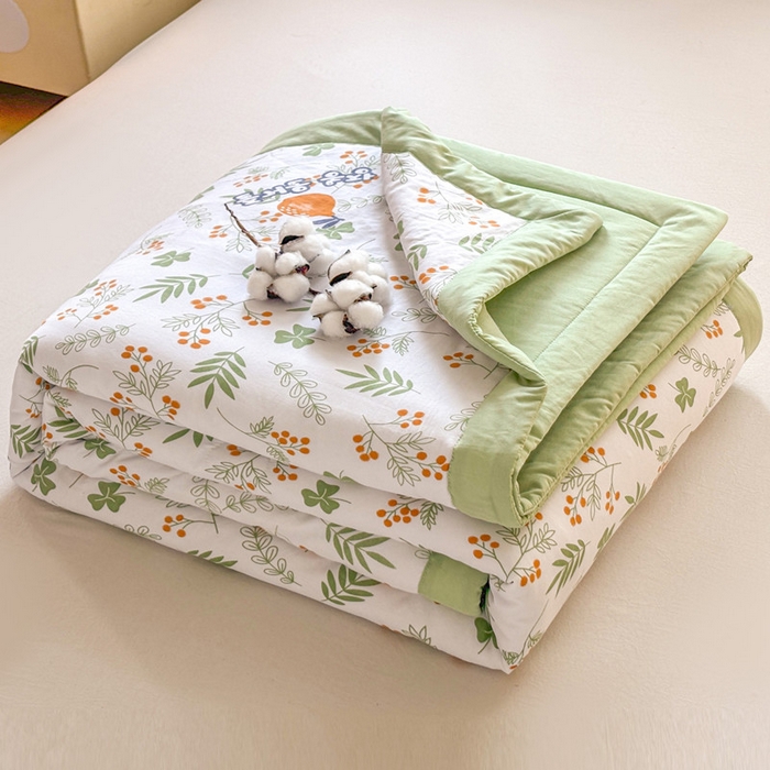 91家纺网 家纺一手货源 找家纺 爱屋及屋 2026新款水洗棉印花夏被夏凉被被子被芯 清新绿意