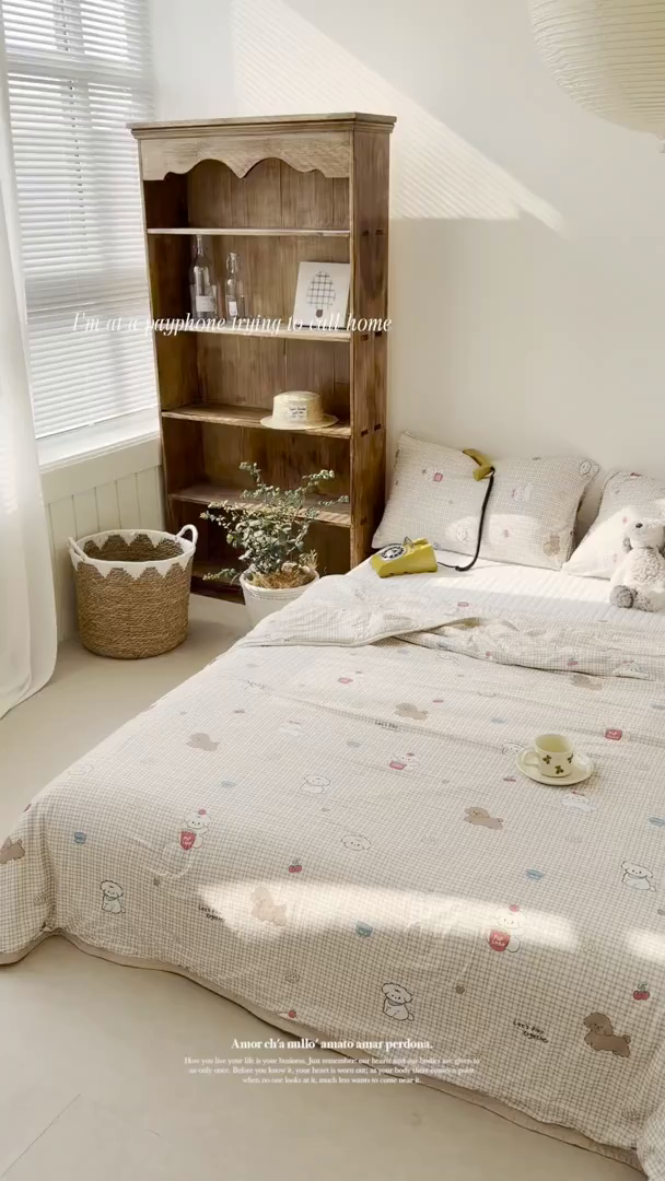 91家纺网 家纺一手货源 找家纺 桃子家居 2026新款A类卡通小清新印花高品质牛奶丝软糯针织棉包边夏被系列 针织棉-奶芙小屋