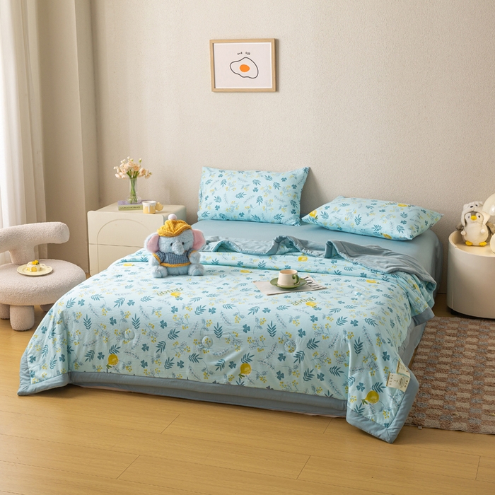 91家纺网 家纺一手货源 找家纺 爱屋及屋 2026新款水洗棉印花夏被夏凉被被子被芯 落落繁花