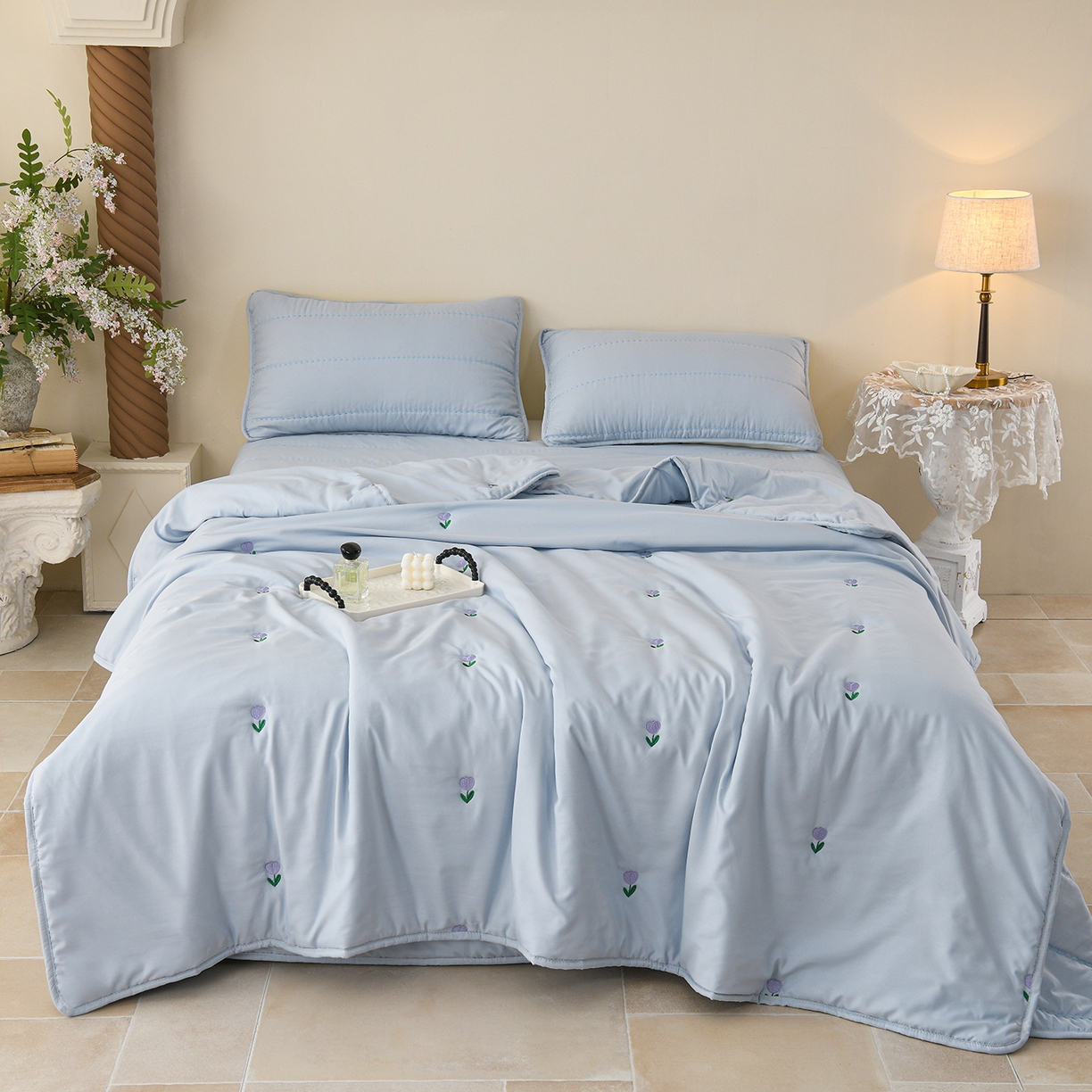 91家纺网 家纺一手货源 找家纺 （总）推推家纺 2026新款水洗棉床盖夏被四件套