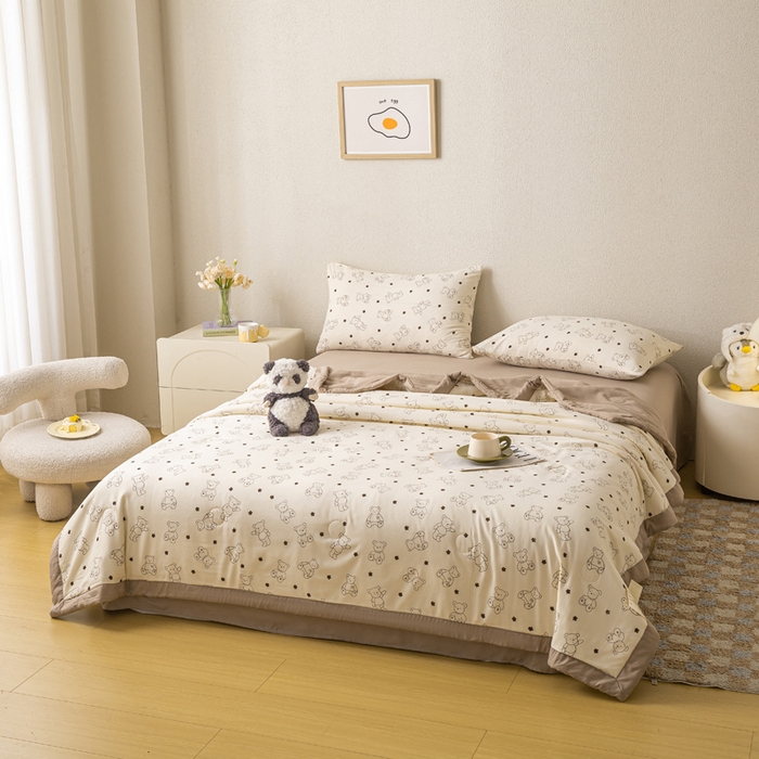 91家纺网 家纺一手货源 找家纺 爱屋及屋 2026新款水洗棉印花夏被夏凉被被子被芯 小熊博士