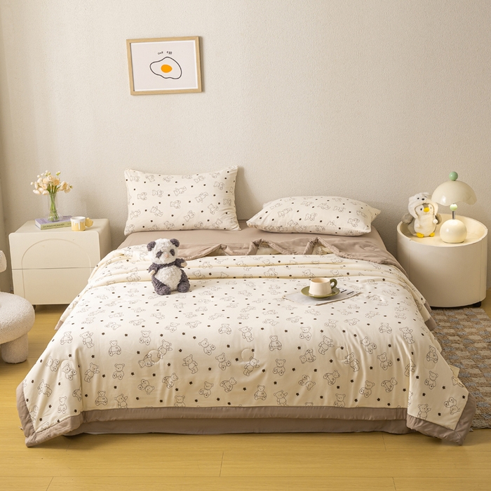 91家纺网 家纺一手货源 找家纺 爱屋及屋 2026新款水洗棉印花夏被夏凉被被子被芯 小熊博士