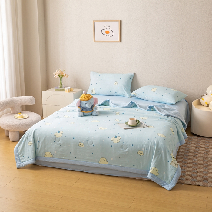 91家纺网 家纺一手货源 找家纺 爱屋及屋 2026新款水洗棉印花夏被夏凉被被子被芯 星月小狗