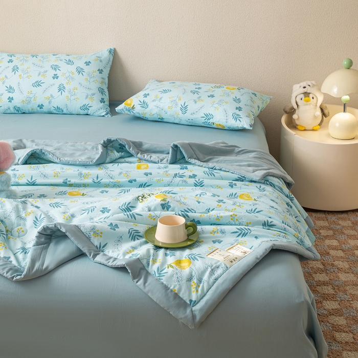 91家纺网 家纺一手货源 找家纺 爱屋及屋 2026新款水洗棉印花夏被夏凉被被子被芯 落落繁花