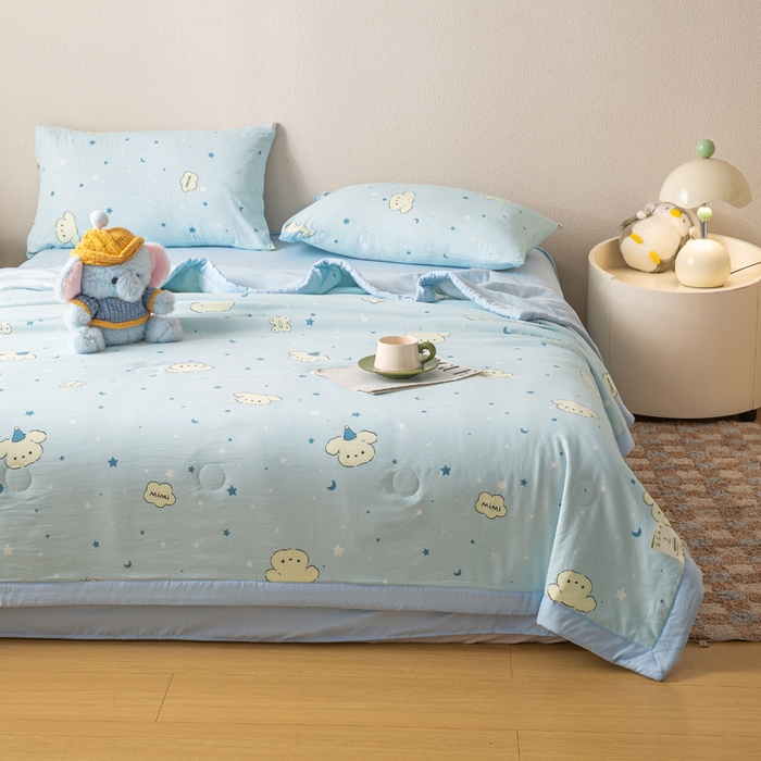 91家纺网 家纺一手货源 找家纺 爱屋及屋 2026新款水洗棉印花夏被夏凉被被子被芯 星月小狗