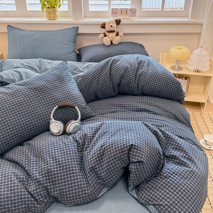 91家纺网 家纺一手货源 找家纺 梦依依 2026新款全棉色织水洗棉拉链款单品被套 巴赫兰