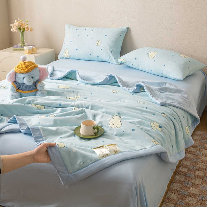 91家纺网 家纺一手货源 找家纺 爱屋及屋 2026新款水洗棉印花夏被夏凉被被子被芯 星月小狗