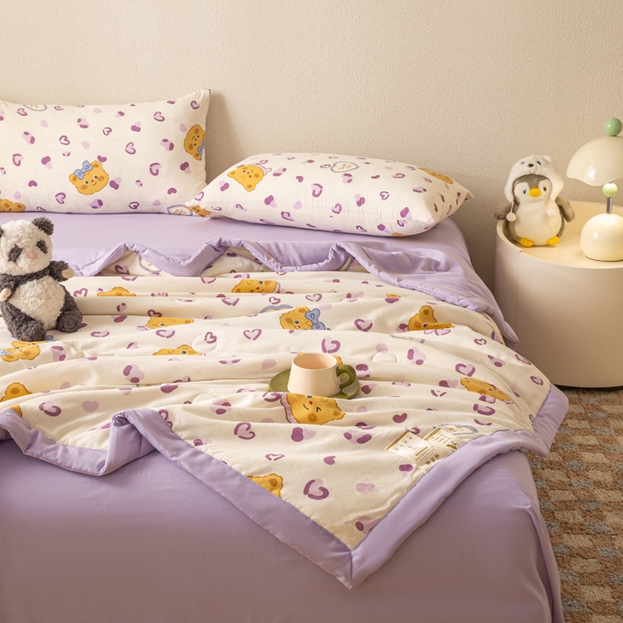 91家纺网 家纺一手货源 找家纺 爱屋及屋 2026新款水洗棉印花夏被夏凉被被子被芯 豹纹小熊