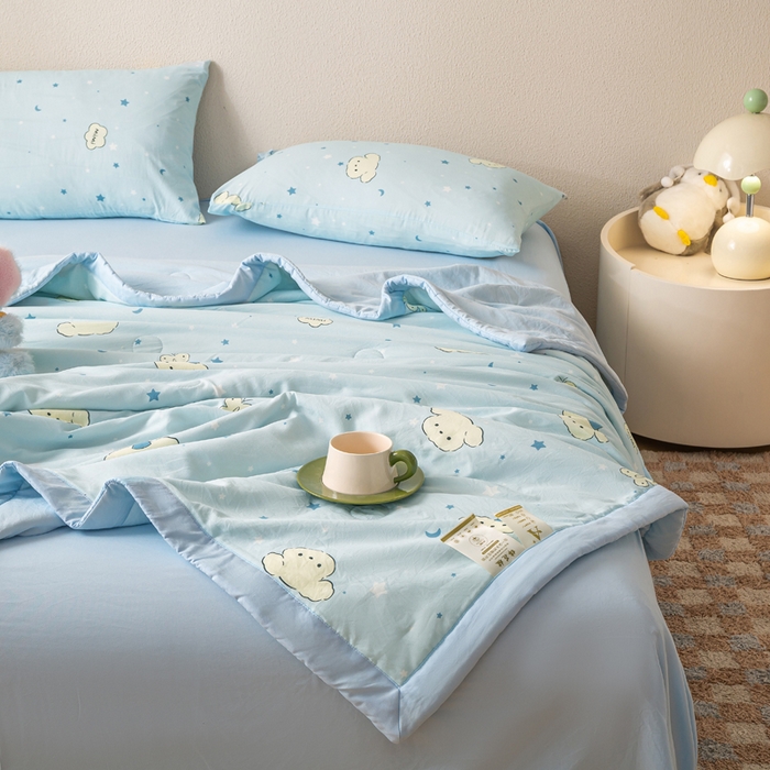 91家纺网 家纺一手货源 找家纺 爱屋及屋 2026新款水洗棉印花夏被夏凉被被子被芯 星月小狗