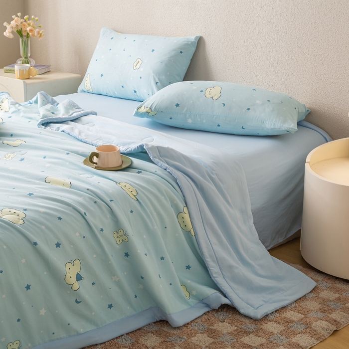 91家纺网 家纺一手货源 找家纺 爱屋及屋 2026新款水洗棉印花夏被夏凉被被子被芯 星月小狗