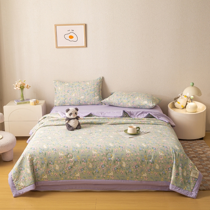 91家纺网 家纺一手货源 找家纺 爱屋及屋 2026新款水洗棉印花夏被夏凉被被子被芯 春意